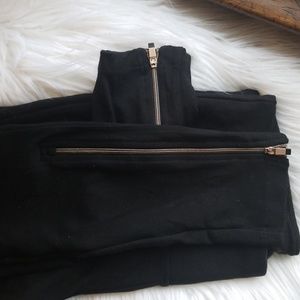 Rose gold zipper leggings